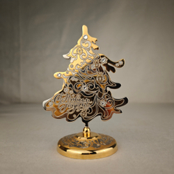 Елка сувенирная "С Новым годом!" с фианитами (Златоустовская гравюра)