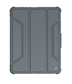 Чехол книжка серого цвета от Nillkin для iPad Air 11 2024-, 10.9 с 2020-, Air 4, Air 5, Pro 11 2020-, серия Bumper Pro, с защитной шторкой для камеры