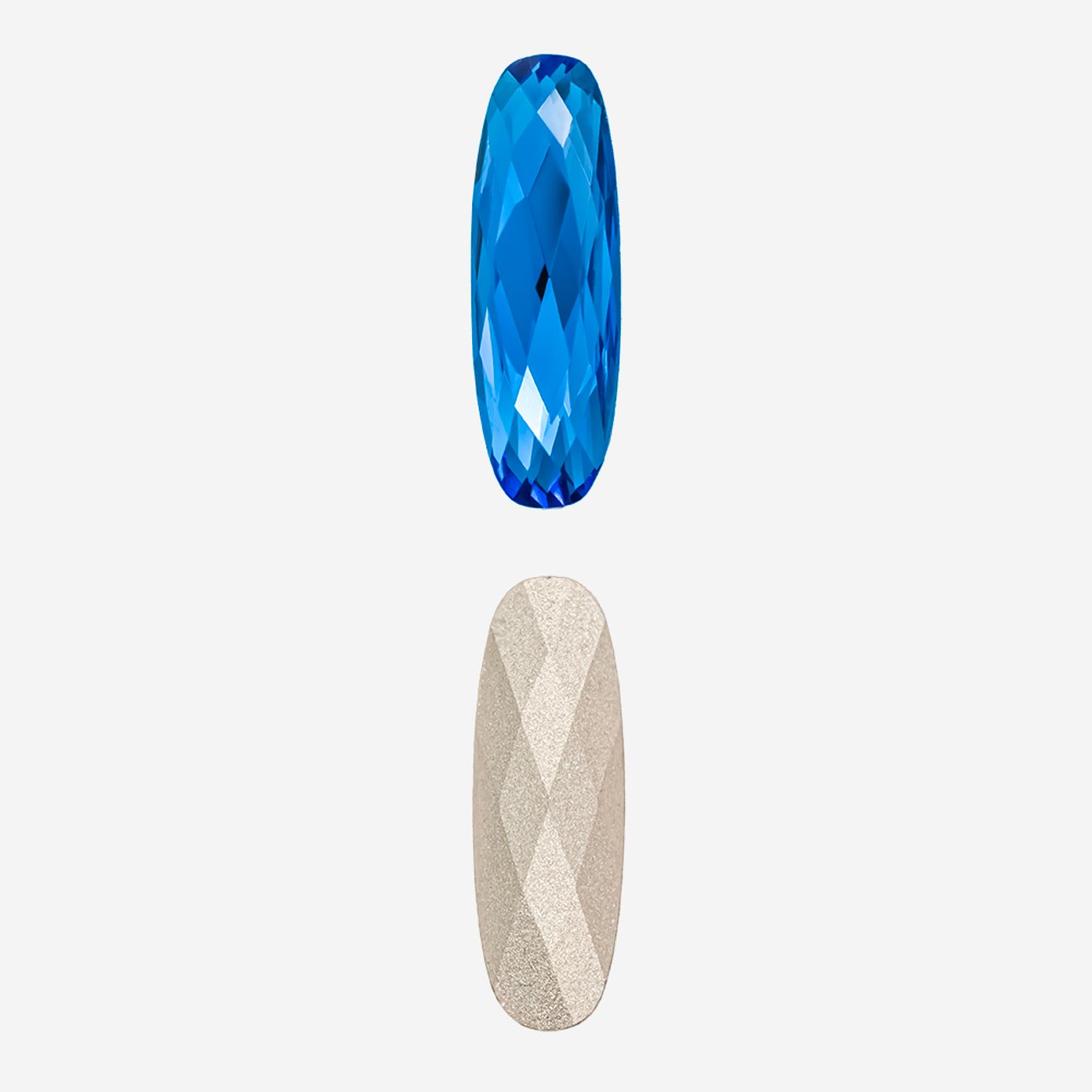 Кристалл Длинный Овал (Long Classical Oval), оттенок "Синий Капри"/"Capri Blue", 21*7мм