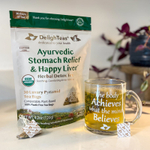 DelighTeas, Ayurvedic Stomach Relief & Happy Liver, травяной чай для выведения токсинов, без кофеина, 30 роскошных чайных пакетиков Pyramid, 120 г (4,2 унции)