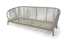 "Прато" диван трехместный из искусственного ротанга, цвет светло-серый, каркас под дерево (холодно-бежевый)