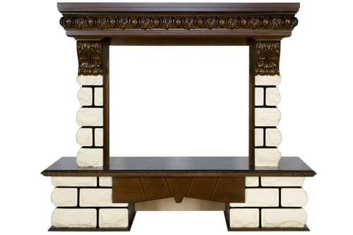 Каминокомплект Pierre Luxe LORD - Темный дуб / Белый с очагом Dioramic 28 LED FX