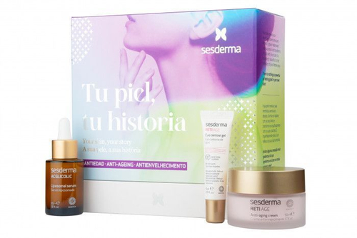Подарочный набор Sesderma: ACGLICOLIC Сыворотка с гликолевой кислотой, 30 мл + RETI AGE Крем антивозрастной, 50 мл + Гель антивозрастной для зоны вокруг глаз, 15 мл