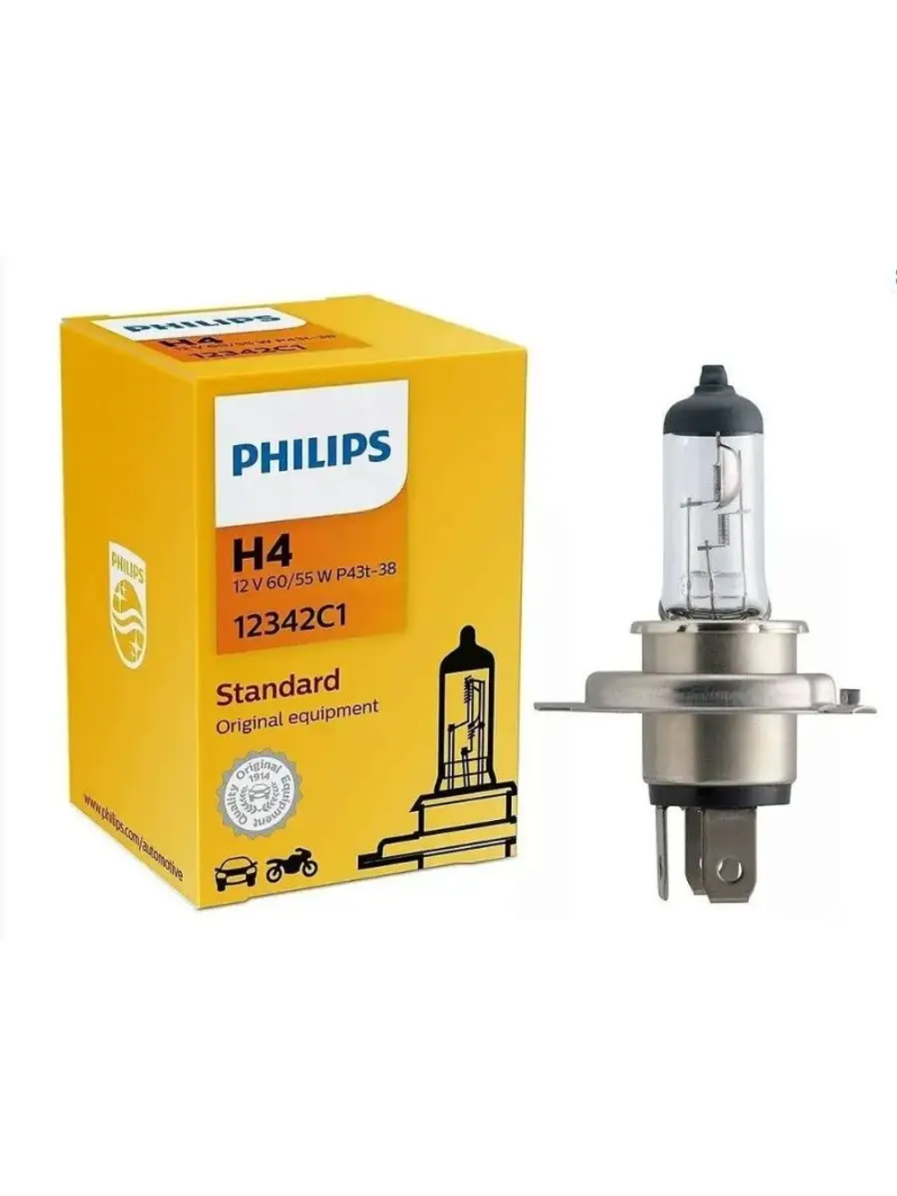 Галогенная лампа H4 60/55W 12V P43t Philips Standard