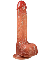 Телесный вибратор Carrie с подогревом и фрикционными движениями - 19 см. (Цвет: телесный)