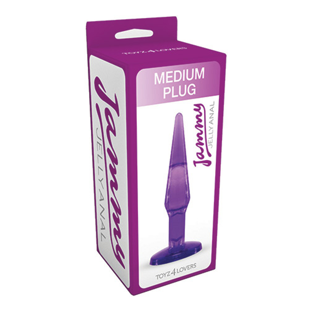 Фиолетовый анальный плаг среднего размера JAMMY JELLY ANAL MEDIUM PLUG VIOLET - 14 см. (Цвет: фиолетовый)