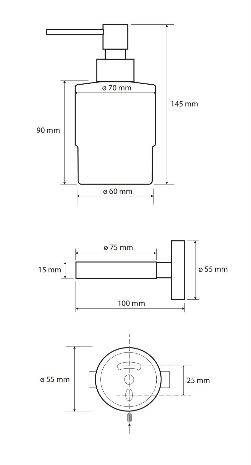 Настенный дозатор для жидкого мыла (стекло) вариант MINI 200 мл hematit 159109102