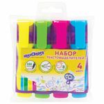 Набор текстовыделителей ЮНЛАНДИЯ 4 шт., АССОРТИ, "ELASTIC", прорезиненный корпус, линия 1-5 мм, 151763