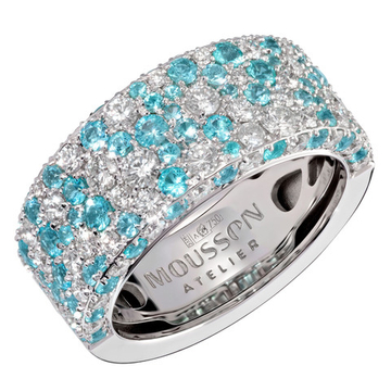 Кольцо с Бриллиантами и Турмалинами Параиба, R0256-0/48