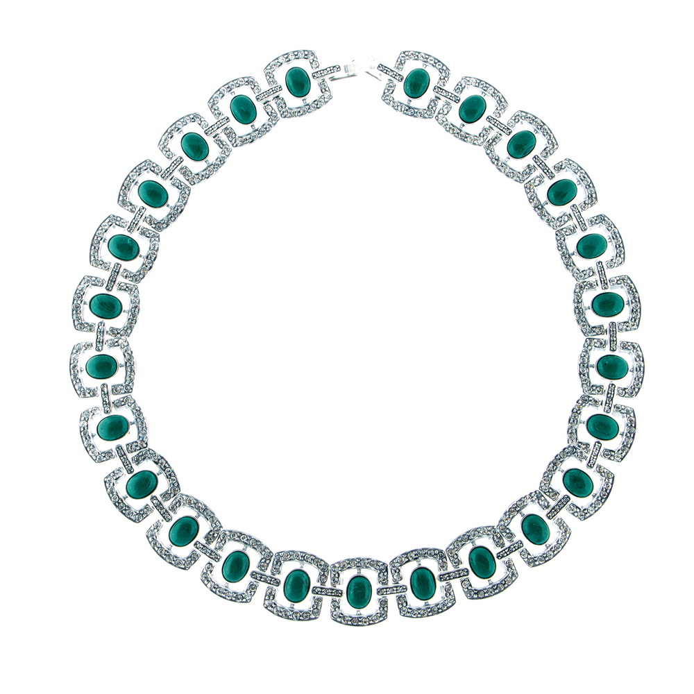 "Парадиз"  ожерелье в серебряном покрытии из коллекции "Самоцветы" от Jenavi с замком пряжка