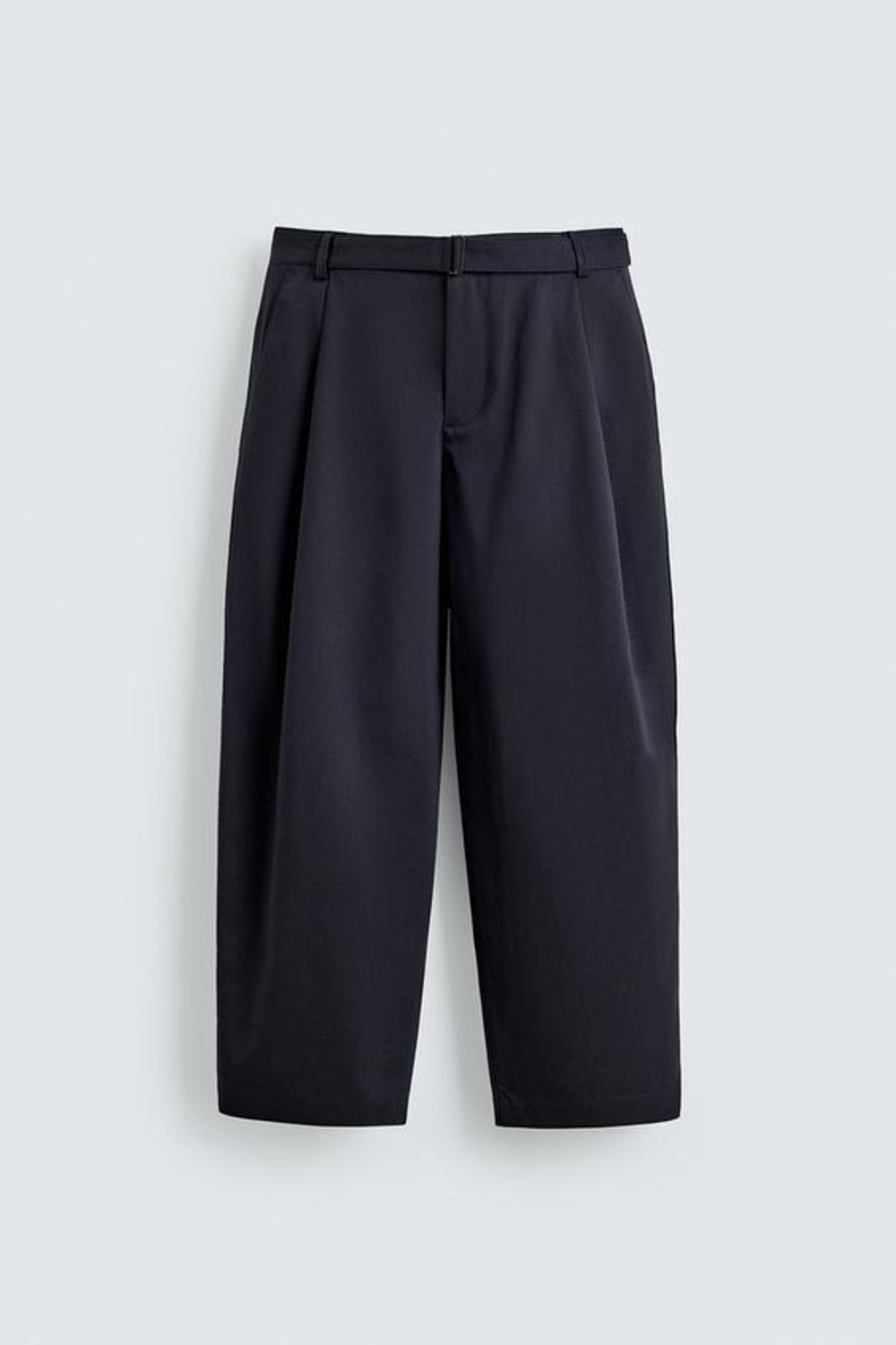 ZARA БРЮКИ RELAXED FIT С РЕМНЕМ, МОРСКОЙ СИНИЙ