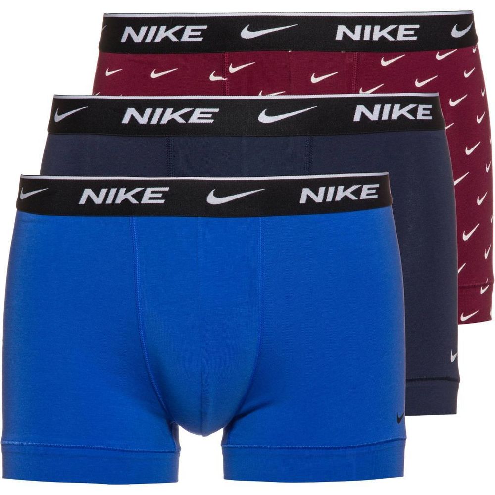 Мужские спортивные боксеры Nike Everyday Cotton Stretch Trunk 3P - beetroot swoosh/comet blue/obsidian