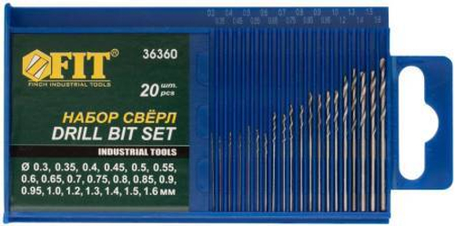 Набор сверл по мет. 20шт (0,3-1,6мм)