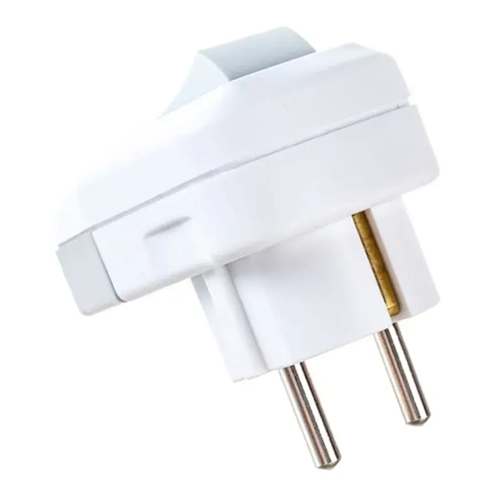 Вилка с заземлением, с выключателем/вилка с кнопкой угловая, белый-серый (16А, 250В)