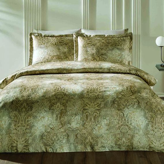 Постельное белье жатый шелк  GATSBY зелёный TIVOLYO HOME Турция
