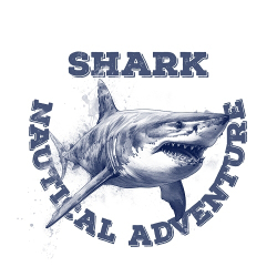 принт PewPewCat Shark nauticlal adventure