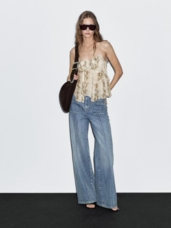 Massimo Dutti Топ с принтом на бретелях, серый