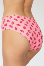 Оригинальные трусики с принтом в виде губ (Размер: S) (Цвет: розовый)