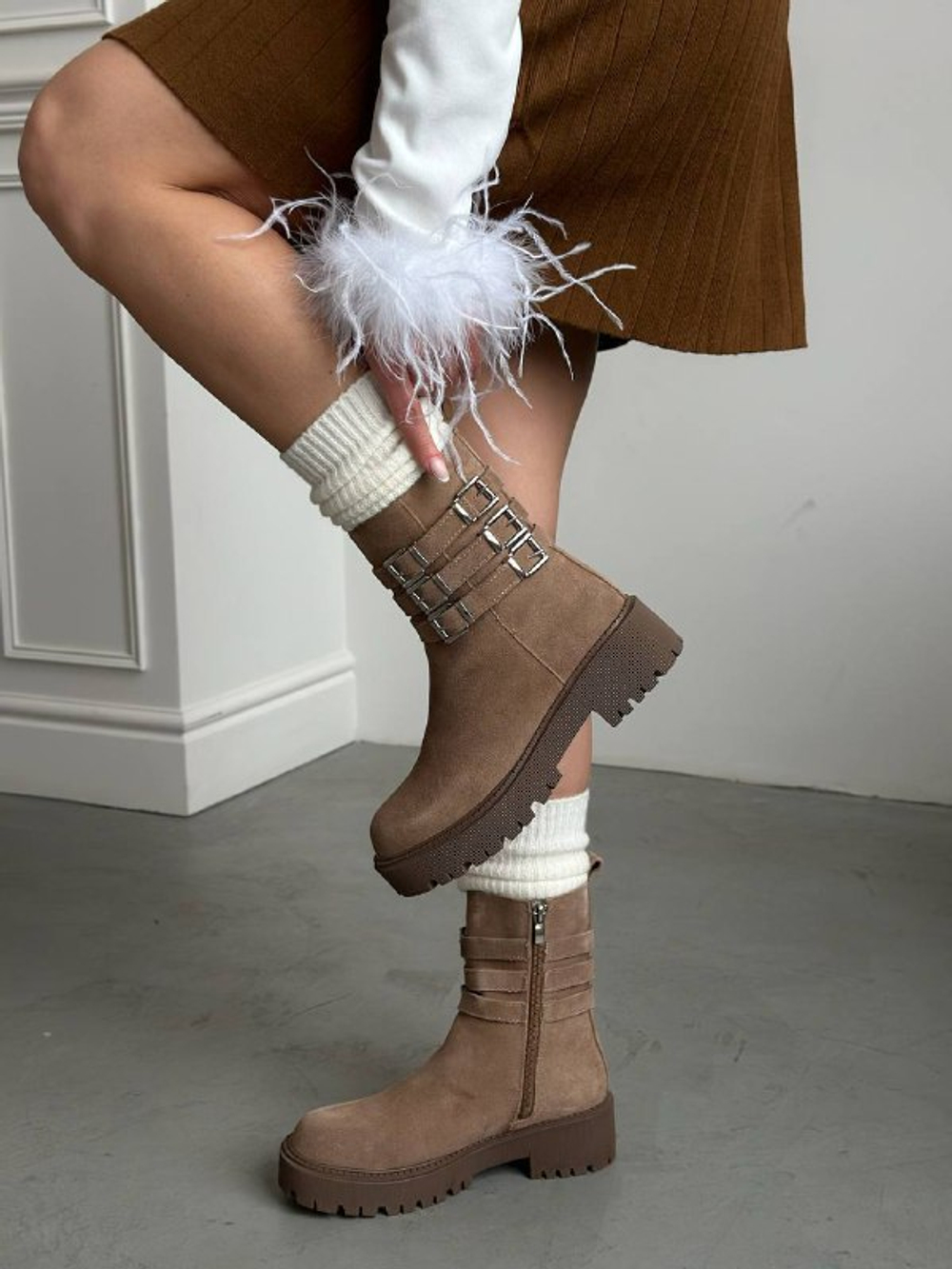 Ботинки из натуральной замши