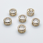 Бусина Круг, цвет золото, фианит, диаметр 6,5 мм, толщина 3,5 мм, цена за 1 шт