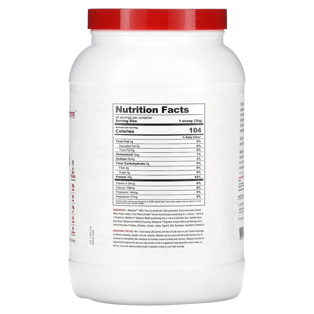 Metabolic Nutrition, ISOpwDR, изолят сывороточного протеина, со вкусом торта, 1380 г (3,04 фунта)