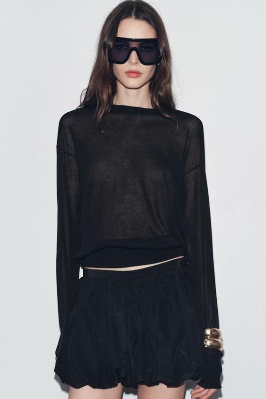 ZARA ЮБКА-ШОРТЫ BALLOON — ZW COLLECTION, ЧЕРНЫЙ
