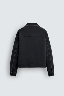 ZARA КУРТКА-РУБАШКА С КОНТРАСТНОЙ ОТСТРОЧКОЙ, МОРСКОЙ ТЕМНО-СИНИЙ