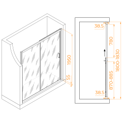 Душевая дверь RGW PA-016 (Матовое-Сатинат, 1800)