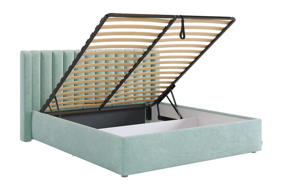 Кровать с подъемным механизмом Ева 160х200 см (галька,графит,капучино,крем,латте,мята,пудра,топаз (велюр))