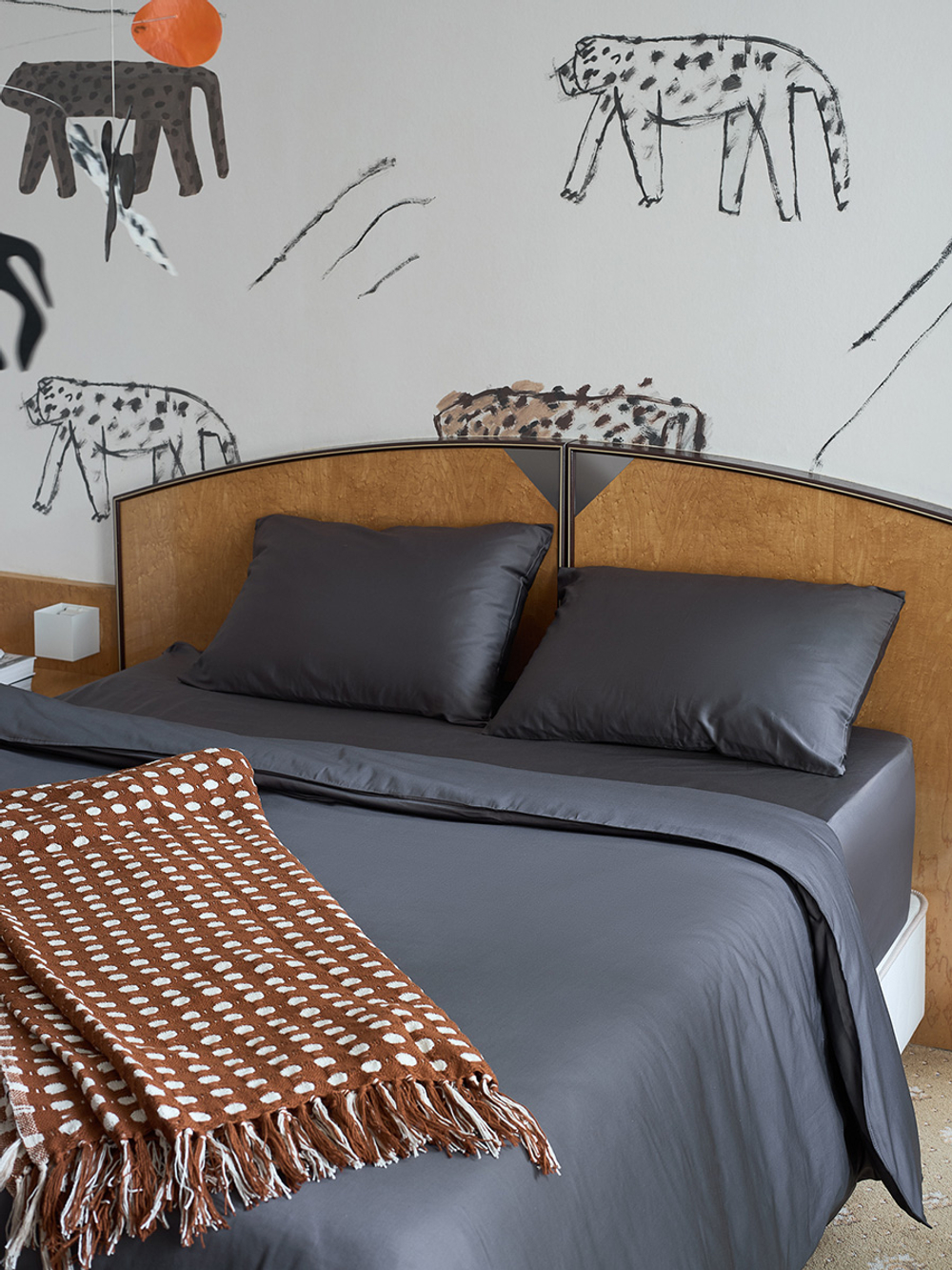 Покрывало из хлопка Polka dots, 180х250 см | карамельный
