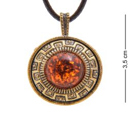 AM-3363 Подвеска «Жетон Львица» (латунь, янтарь)