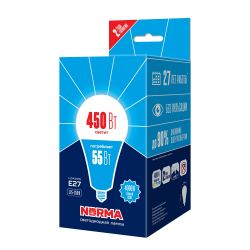 LED-A140-55W-4000K-E27-FR-NR Лампа светодиодная. Форма A. матовая. Серия Norma. Белый свет 4000K. Картон. ТМ Volpe