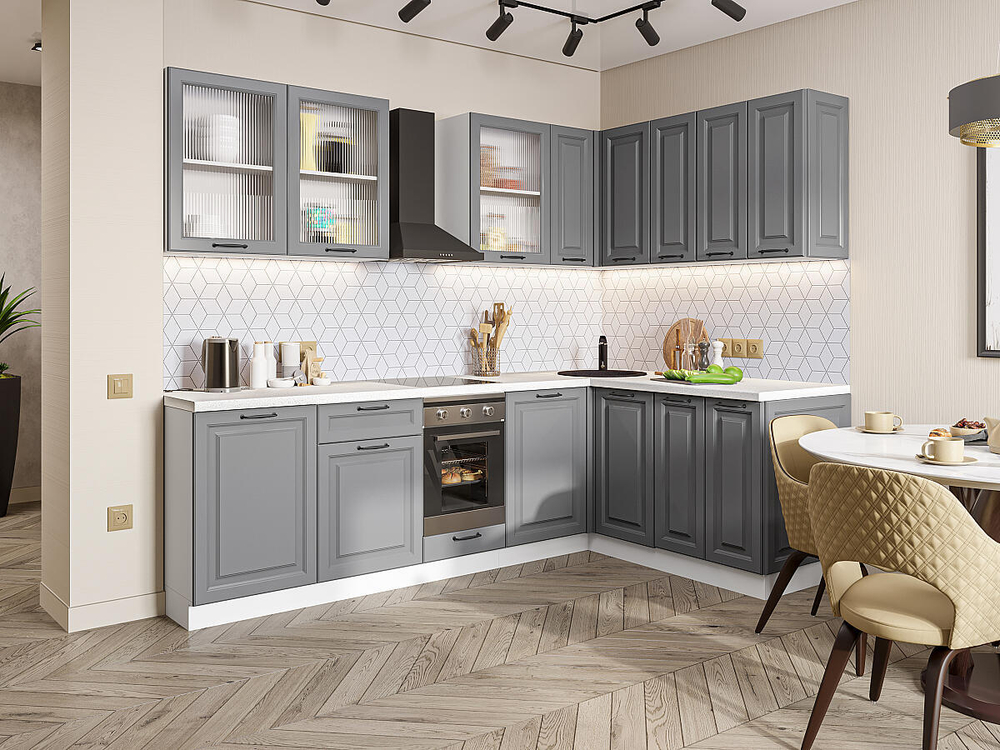 Угловая модульная кухня Ницца Royal-02 Magnum - Белый 2140*2550/1600*600