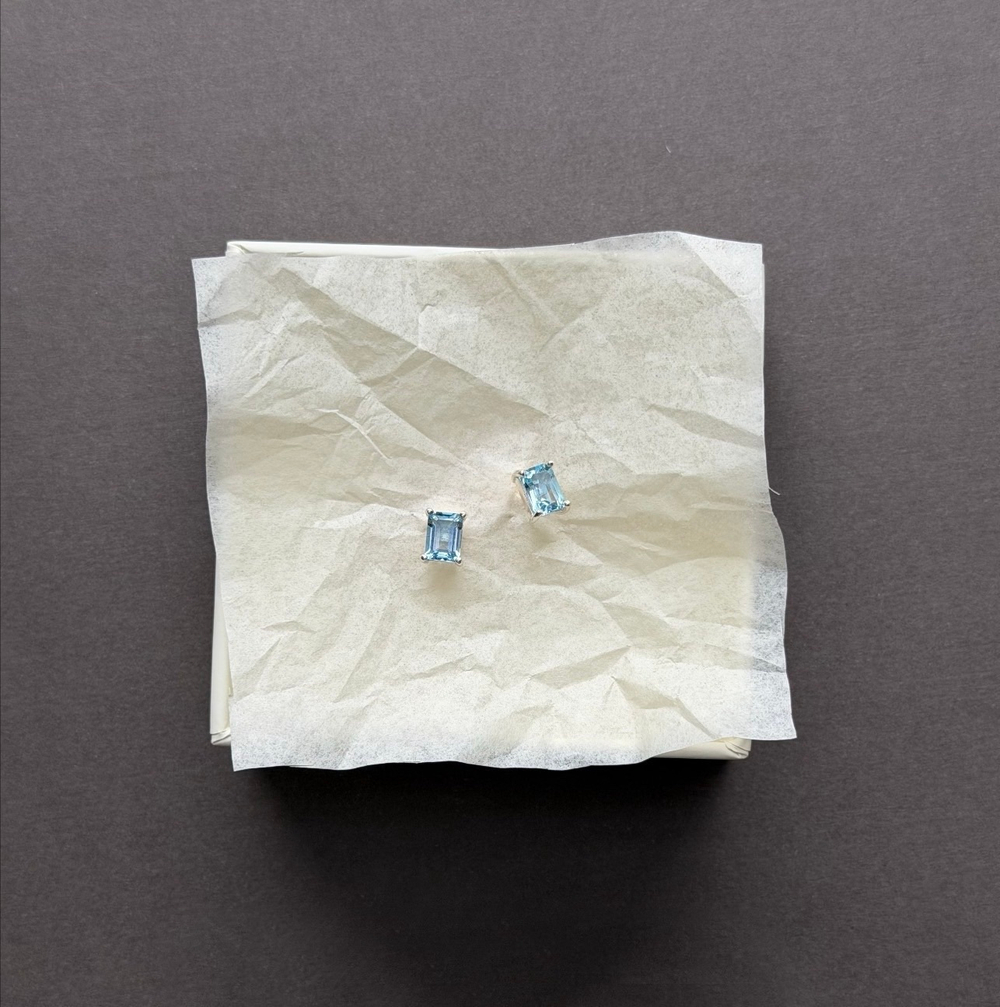 серьги еще ярче с голубым топазом