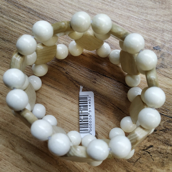 Браслет деревянный Ромбик 2-х рядка, цвет белый, светло-коричневый, ширина 45 мм