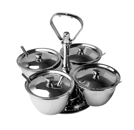 Набор фуршетный для соусов и специй на 4 чаши с кр.; сталь нерж.; D=10 см, H=20.5 см 03173202