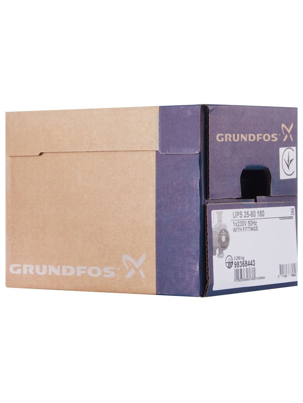 Насос циркуляционный GRUNDFOS UPS 25-60 EU, с гайками