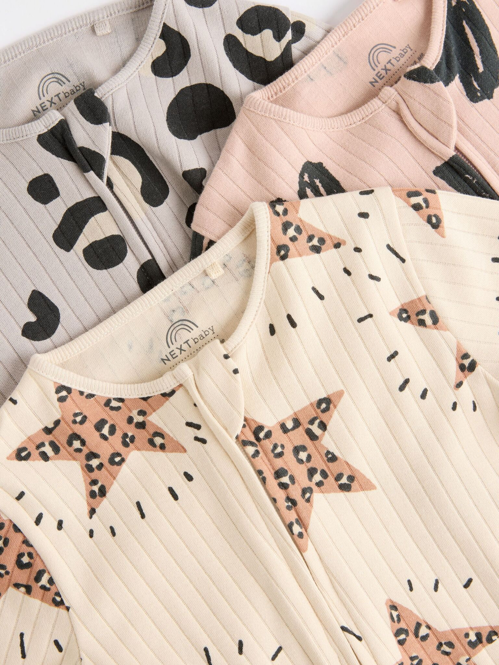 Комбинезон / Cлип для малышей Next B88-466, 3 шт., Бежевый, Светло-розовый, Серый