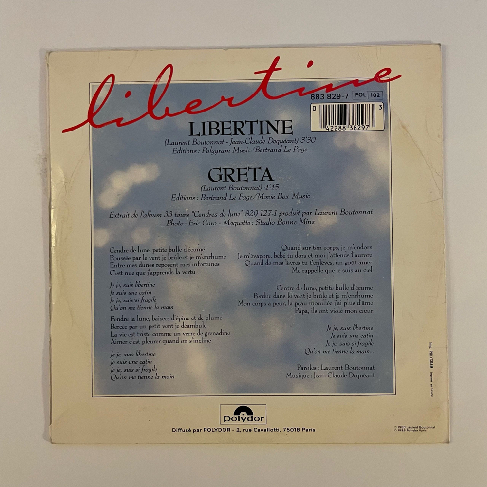 Винтажная виниловая пластинка LP Mylene Farmer Libertine (Франция 1986) 7 дюймов, маленькая пластинка