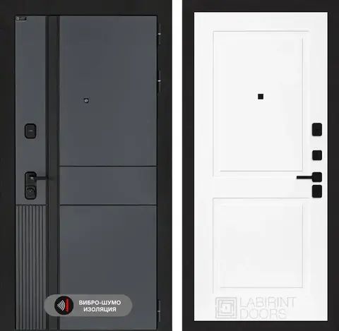 Входная металлическая дверь Лабиринт Evolab (Эволаб) Velluto Oscuro 11 Белый софт (светло-серый матовый, без текстуры)