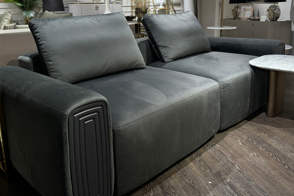 Диван трехместный Турин(Turin)(2 секции) с мех т.серый велюр Colt1003 255x120xx68см Garda Decor