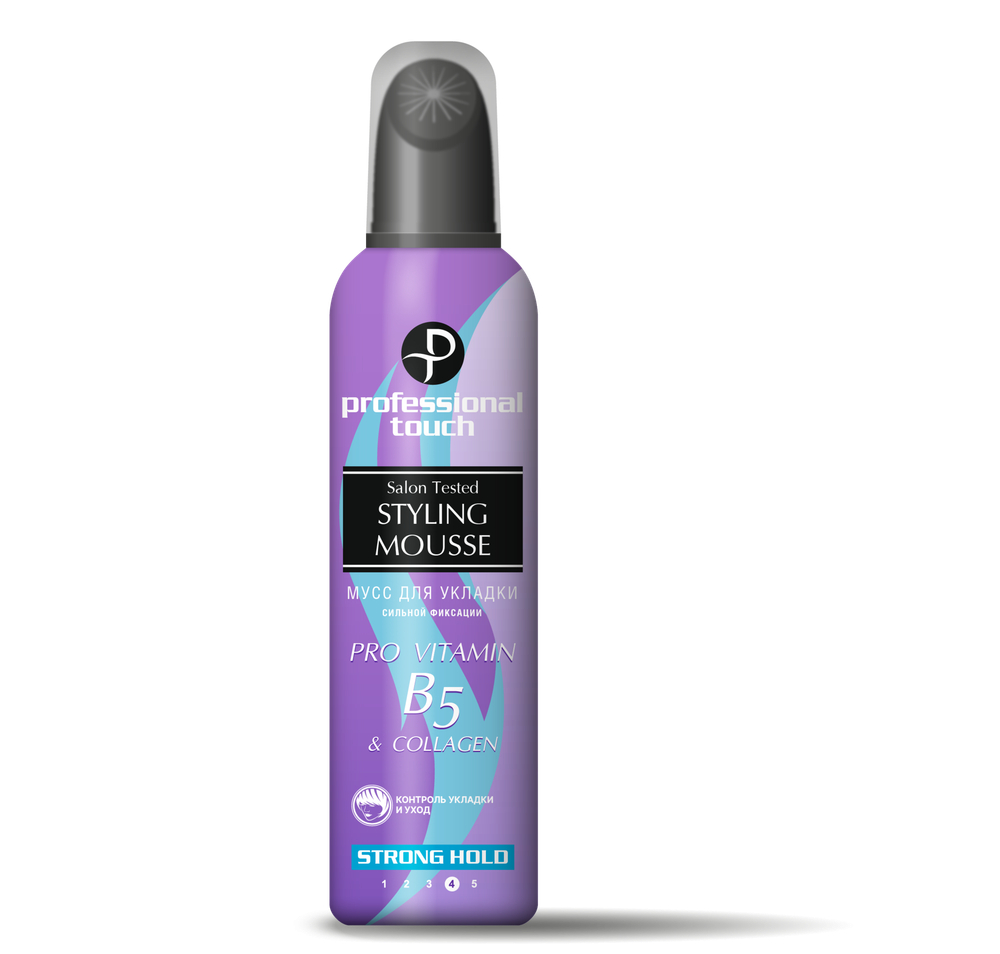 Professional Touch Мусс для волос Pro Vitamin B5 & Collagen, сильная фиксация, 150 мл