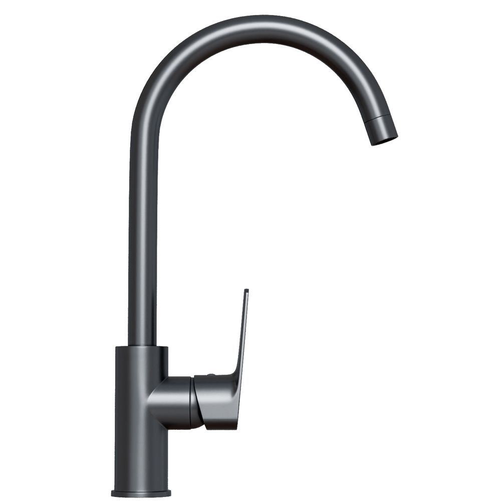 Смеситель для кухни 35k MIXLINE ML15-031GR высокий излив б/отв боковая п/гайку (без подводки) ГРАФИТ