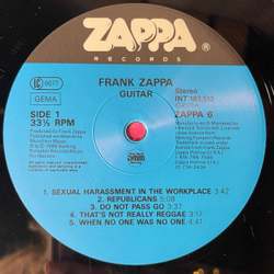 Винтажная виниловая пластинка LP Frank Zappa Guitar (Германия 1988)