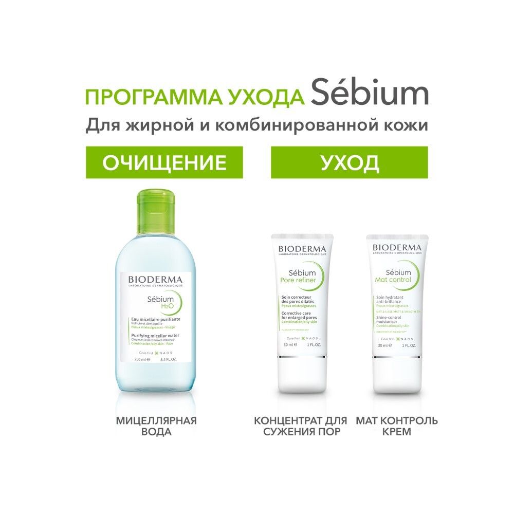 Мицеллярная Вода Bioderma Sebium Н2О для жирной и проблемной кожи, 250 мл
