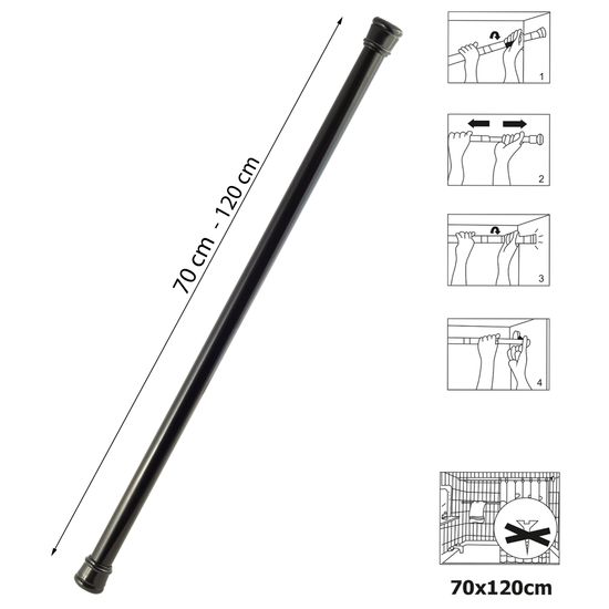 Карниз для ванной телескопический 70-120 см. Besser BS 0471B (черный)