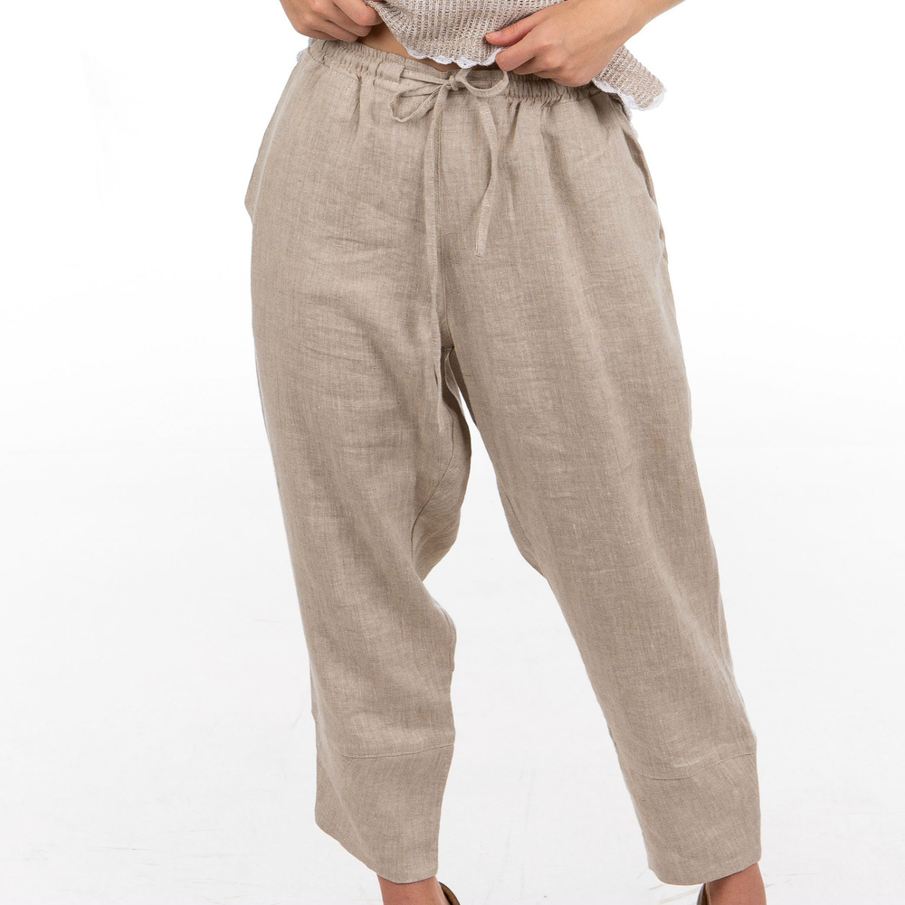 Бриджи льняные с манжетом (серые)