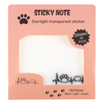 Прозрачные стикеры для заметок с клеевым краем, Alingar, 75 х 75 мм, 50 л., покрытие starlight touch, "Cat's PULSE", персик, водонепрониц., европодвес