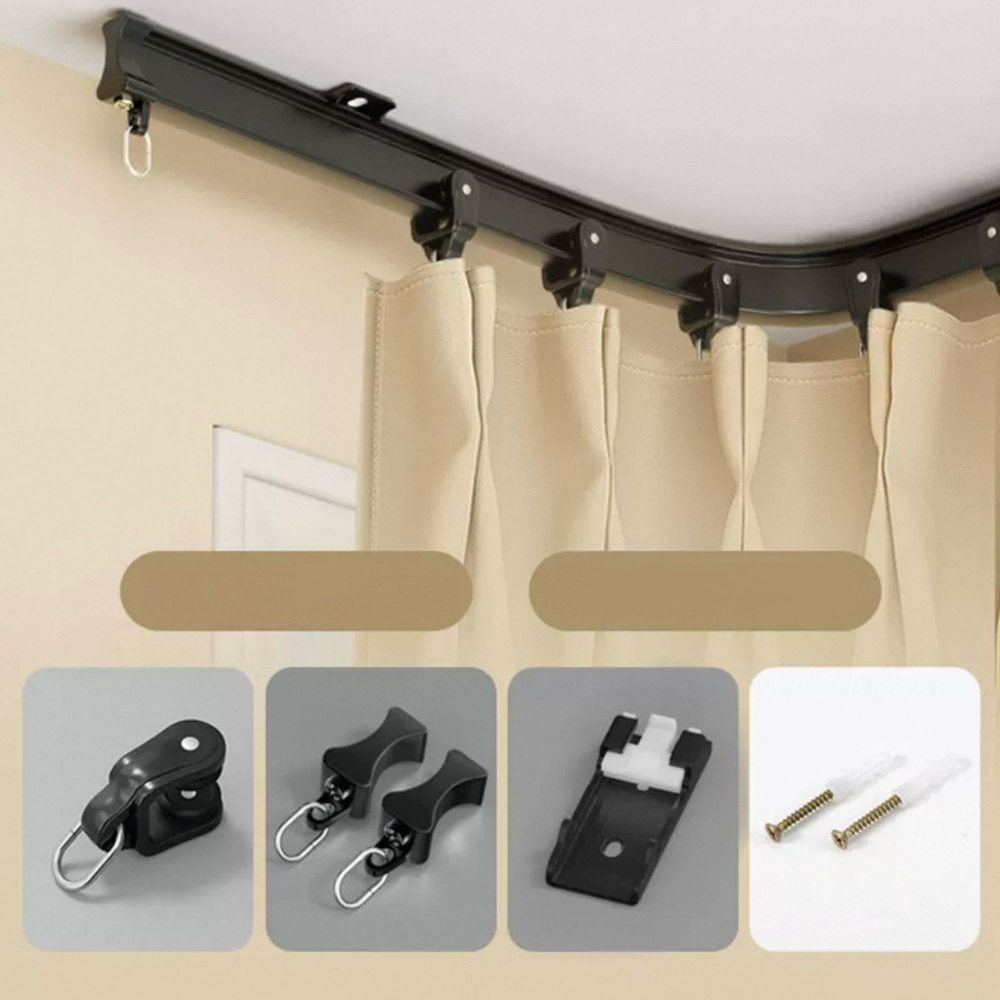 Тихий изогнутый карниз для штор с бегунками