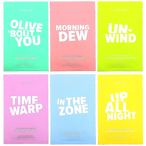 I Dew Care, Let's Get Sheet Faced, набор тканевых масок на 14 дней, 14 шт. по 20 мл (0,67 жидк. унции)